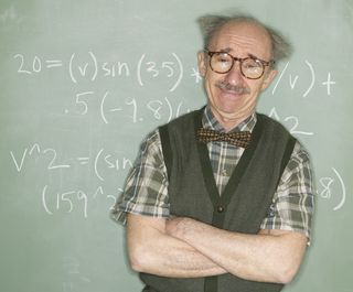 Professor at chalk board